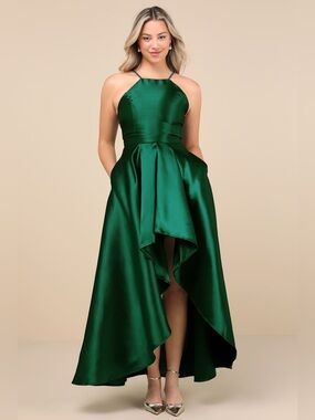 Lulus Broadway Show Emerald Green High-Low Gown - Size XXL
